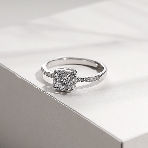 925 Sterling Silver Cushion Cut Halo Ring - Picture 3 of 3